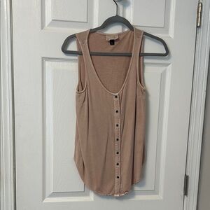 Universal Thread Light Brown Button-Front Tank Top